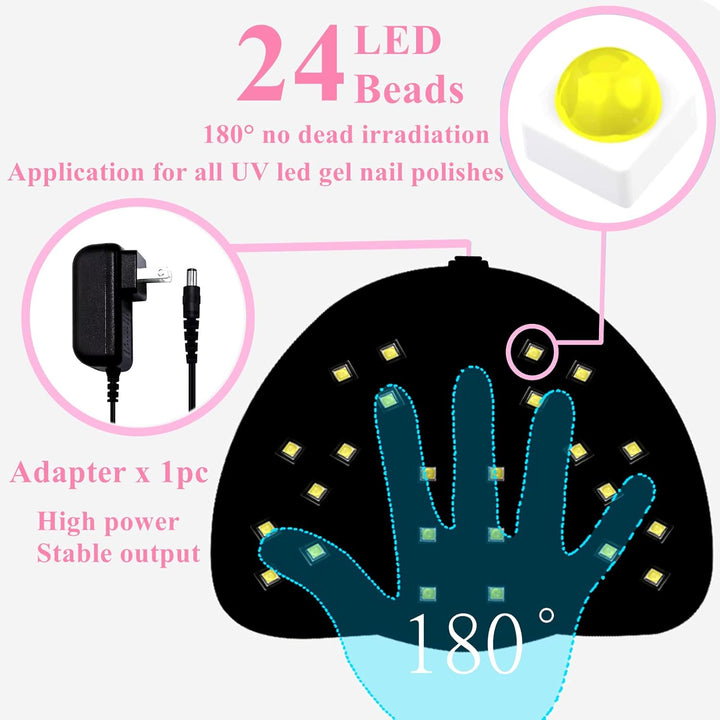 UV Light for Nails, 48W UV LED Nail Lamp for Gel Polish, Fast Nail Dryer with Automatic Sensor, 3 Timer Setting, Small and Portable, LED Nail Light for Fingernail and Toenail