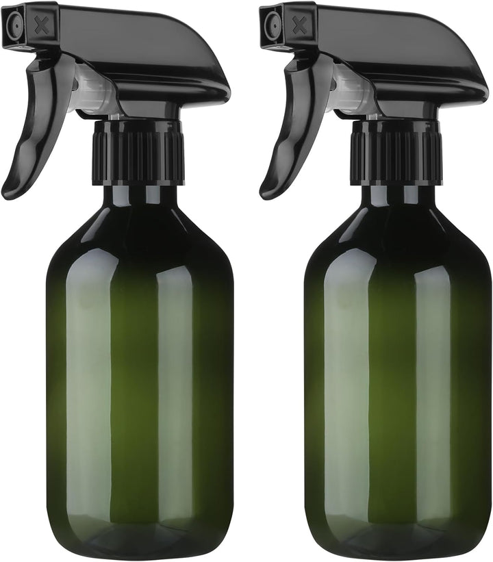 2-Pack Leakproof Spray Bottles (300Ml/10Oz) - Adjustable Nozzle for Fine Mist & Jet Stream | Premium Refillable Plastic Bottles for Hair Styling, Plant Misting, Cleaning Solutions (Clear)