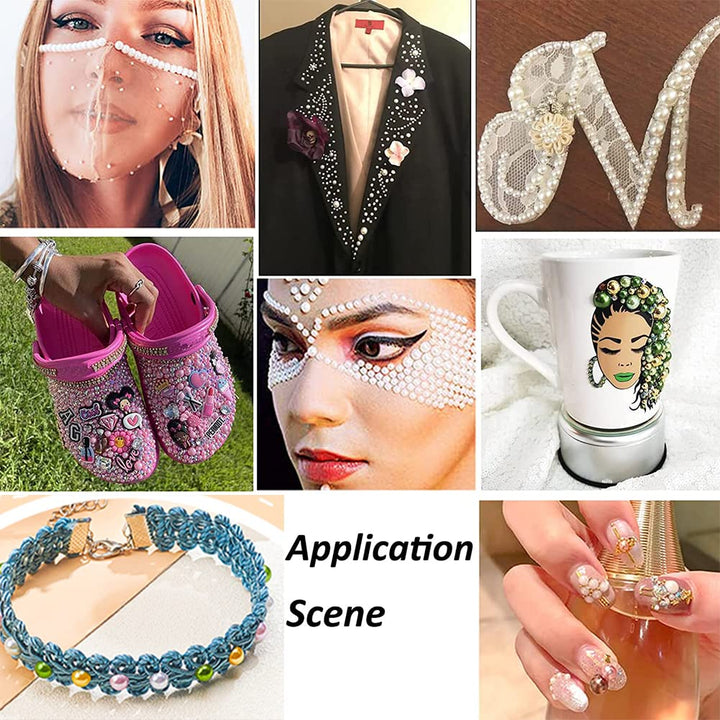 5800 Pcs Half Pearls for Crafts, Flatback Pearls for Artwork Making, DIY Rhinestones Accessory Nail Art, Face Gems Jewels Flat Back Craft Pearls - White