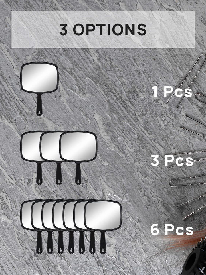 9.3" L X 6.6" W Hand Mirror, All Black Handheld Mirror with Handle