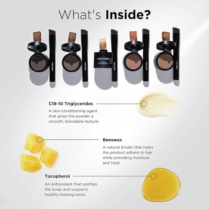 Root Touch up Powder - Water & Sweat Resistant Hair Loss Concealer Set for Thinning Hair Women, Includes Brush (Dark Brown)