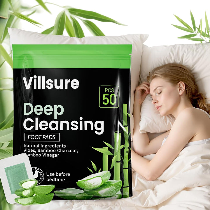 Deep Cleansing Foot Pads,50 Packs Bamboo Foot Pads. Use during Sleep to Improve Sleep and Support Body Cleansing. May Relieves Stress and Fatigue,It Is a Good Gift for Family Members.
