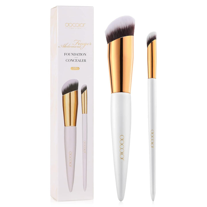 Concealer Brush, 2PCS Angled Concealer Brushes under Eye Mini Angled Flat Top Kabuki Nose Contour Brush for Concealing Blending Setting