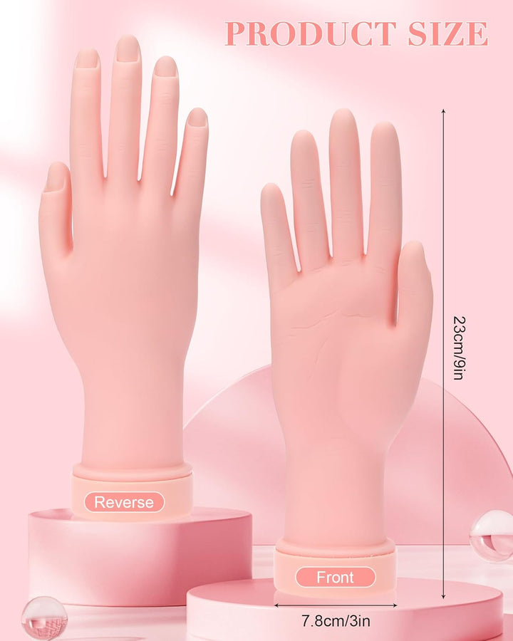 Practice Hand for Acrylic Nails Soft Touch Mannequin Hand for Nails, Flexible and Bendable Fake Hand for Nails for Nail Art Beginners,8.99 X 3.07In