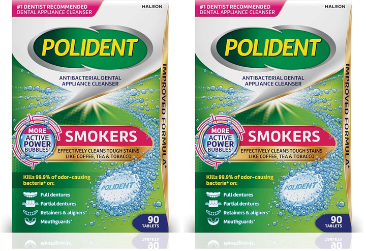 Smokers Antibacterial Dental Appliance Cleanser Tablets, 90 Count