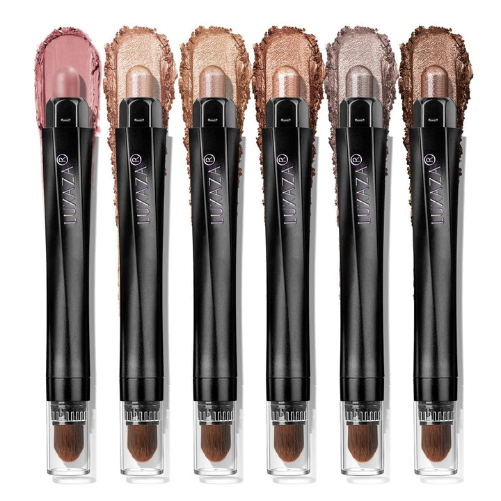 Neutral Eyeshadow Stick Makeup 6PCS Set, Brown Nude Metallic Shimmer Matte Cream Eye Shadow Palette Eyeliner Brightener Pencil Crayon, Halloween Makeup - BROWN CANYON
