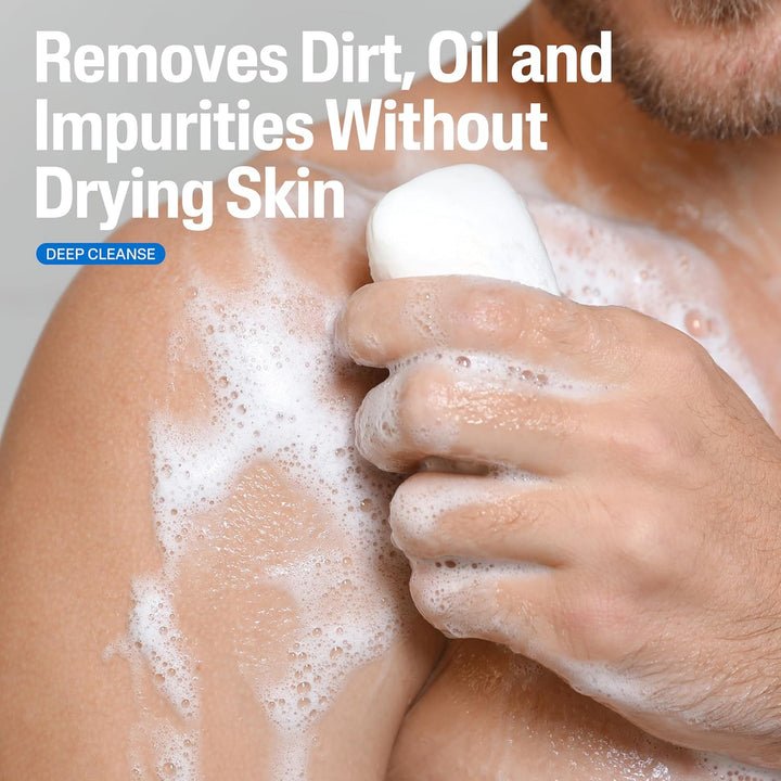 Bar Soap, Deep Cleansing Face and Body Bar, Pack of 3, for Dry to Normal, Sensitive Skin, Soap Free, Hypoallergenic, Paraben Free, Fragrance Free, Removes Makeup, Dirt and Oil