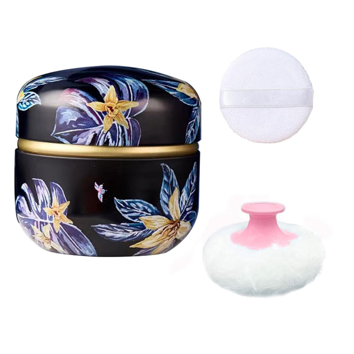 Body Powder Puff and Container for Dusting Powder, Women Powder Puff and Powder Case for Bath and Travel (Romantic Flowers)