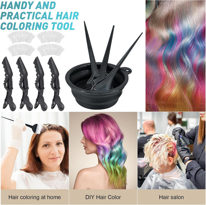 12 Pcs Hair Bleach Kit Professional Hair Coloring Products with Hair Dye Brush, Hair Color Bowl, Earmuffs, Hair Clips for Salon Hair Dye, Hair Color at Home, Hair Highlighting