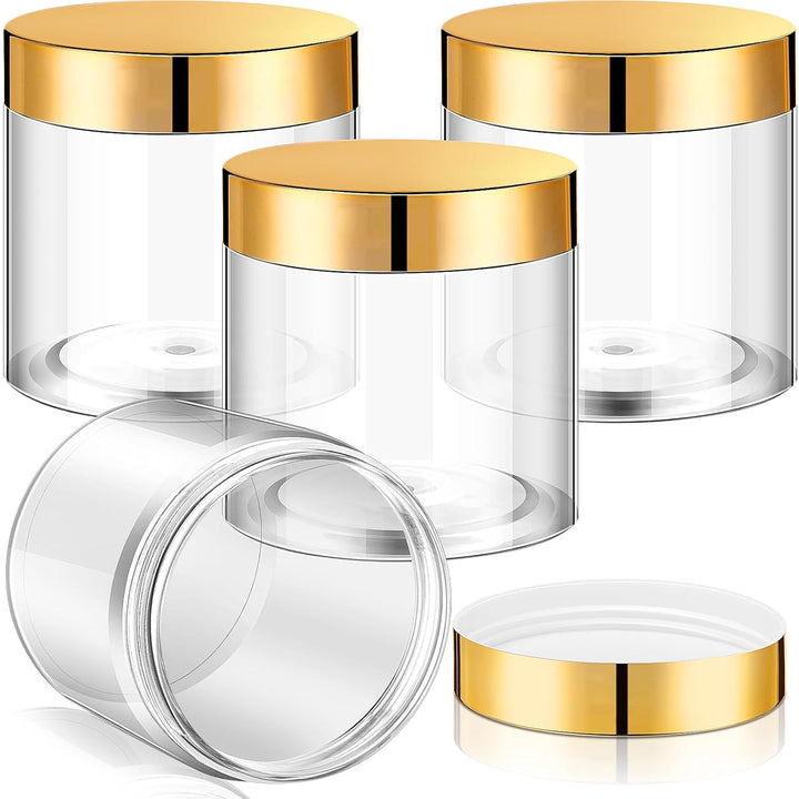 4 Pieces round Wide-Mouth Leak Proof Plastic Container Jars with Lids for Travel Storage Makeup Beauty Products Face Creams Oils Salves Ointments DIY Making(1 Ounce,White)
