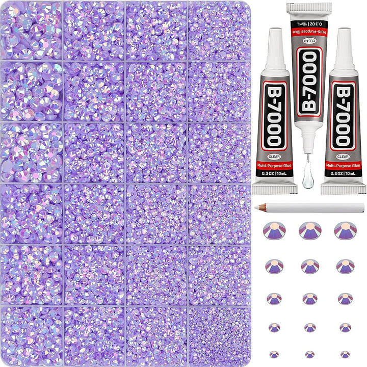 30000Pcs Resin Jelly Rhinestones for Crafting Bedazzling, Multicolor 3Mm Flatback Gems for Crafts Clothing Clothes Tumblers Shoes Nails, Flat Back Mixed Color Bulk Bedazzler Kit Jewels with B7000 Glue