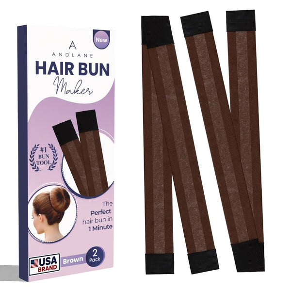 French Hair Bun Maker - Easy Donut and Bun Makers for Women'S Hair Quick Updos - Snap-And-Roll Perfect Tool for Kids and Twist Tool Clip (Brown - Pack of 2)