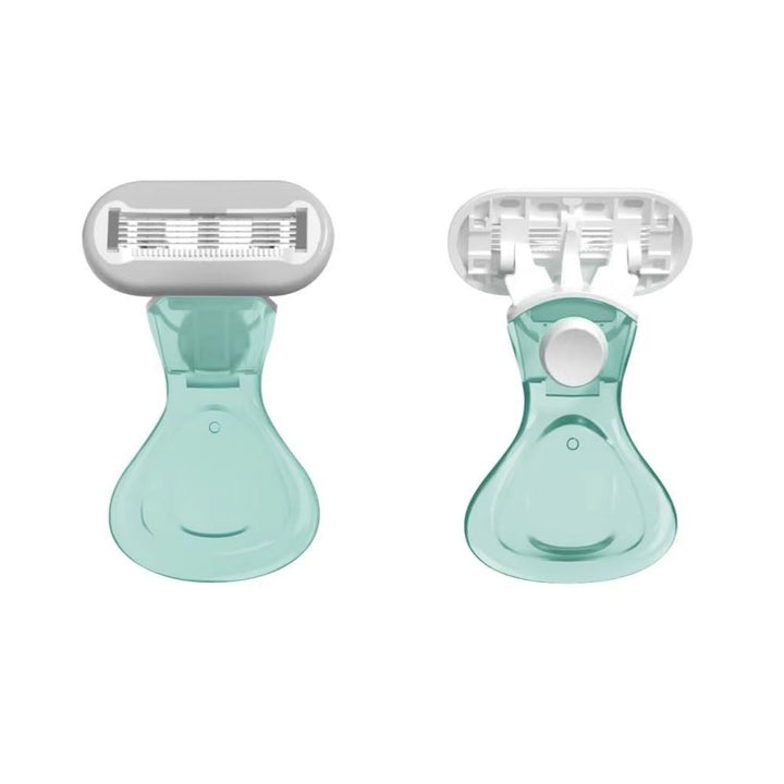 Women'S Manual Short-Handle Razor, Leg and Underarm Hair Shaver, Travel Razor, Five-Blade for Faster and Cleaner Shaving Experience, Reusable (Purple), Small