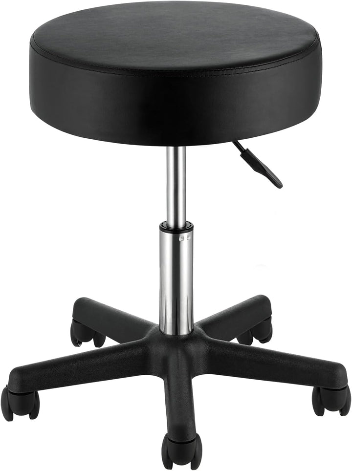 Rolling Stools with Wheels, 400 LBS Weight Capacity Adjustable Height Stool with Ultra-Thick Seat Cushion, Swivel Stools Chair for Salon, Bar, Home, Office, Tatoo, Medical, Massage, Black