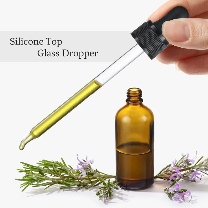 4 Pack, 4 Oz Dropper Bottles with 1 Funnel & 4 Labels - Essential Oils Bottles for Health, Personal Care & Beauty - 120Ml Thick Dark Amber Glass Tincture Bottles with Eye Droppers, Leakproof