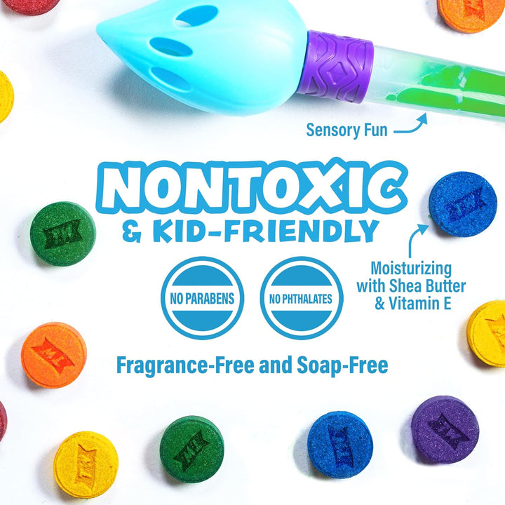 ® Bath Color Brush™ Kids Bath Bomb Set | Nontoxic & Fragrance-Free | Use Brush to Paint Water with Vibrant, Fizzing Colors | Fun Bathbombs for Kids Bath | Creative Bathtub Toys for Toddlers