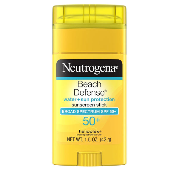 Beach Defense Sunscreen Stick SPF 50, Broad Spectrum Sun Protection for Face & Body, Water-Resistant, Non-Greasy Formula, Travel Size for Beach & Outdoor Use, 1.5 Oz (42 G)