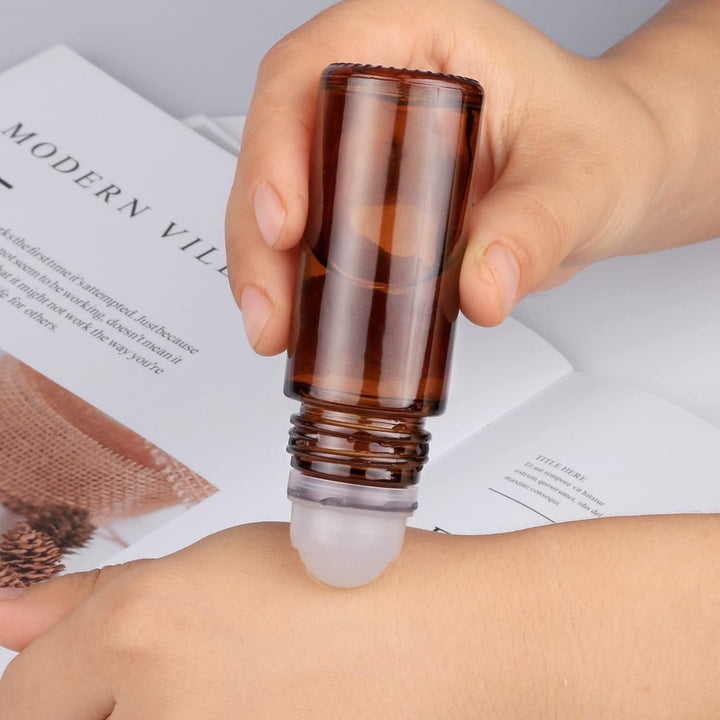 2Pcs Brown 30Ml Glass Essential Oil Roller Bottles Refillable Roll on Bottles Empty Deodorant Bottle Containers Rollerball Bottles Beauty and Personal Care Tools for Fragrance Cosmetics