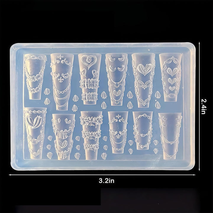 3D Cream Nail Mold Silicone Tools Lace Nails Charms Resin Molds Art for Accessories Supplies