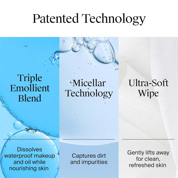 Makeup Remover Wipes Micellar Alcohol-Free Face Towelettes Remove Waterproof Mascara & Oil, Compostable 100% Plant-Based Cloth, Dermatologist & Ophthalmologist Tested, Twin Pack 2 X 25 Ct