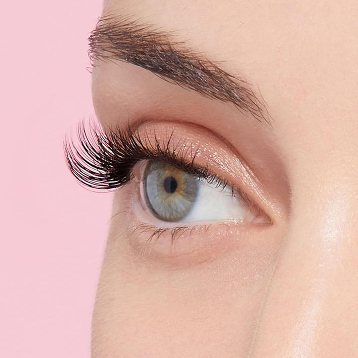 KISS  Falsies Press on Self Adhesive Eyelashes, 12Mm-14Mm Natural Volume Press on Lashes, Black, No Glue Needed, Invisible Band, 20 Lash Clusters & Non-Stick Applicator - Natural