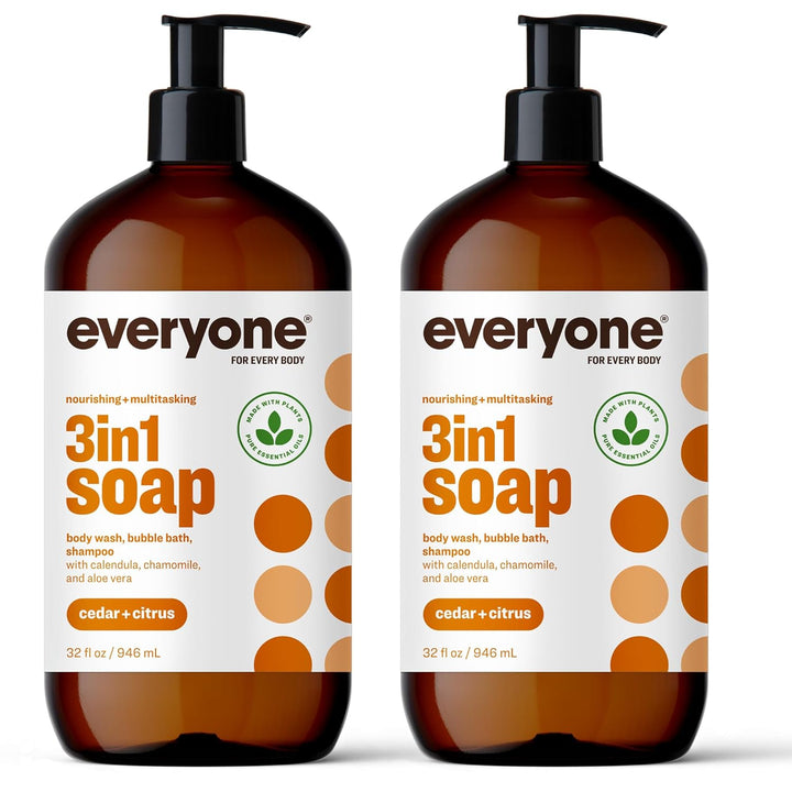Everyone 3-In-1 Soap, Body Wash, Bubble Bath, Shampoo, 32 Ounce (Pack of 2), Unscented, Made for Men and Women