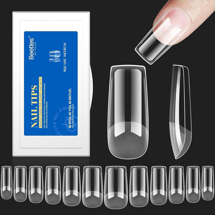 Beetles 9 in 1 Gel Nail Glue for Acrylic Nails Tips, 2 Pcs 10Ml Super Strong Nail Glue for Clear False Nails Tips Base Coat Rhinestones Blooming Art Christmas Nails Long Lasting U V Light Cure