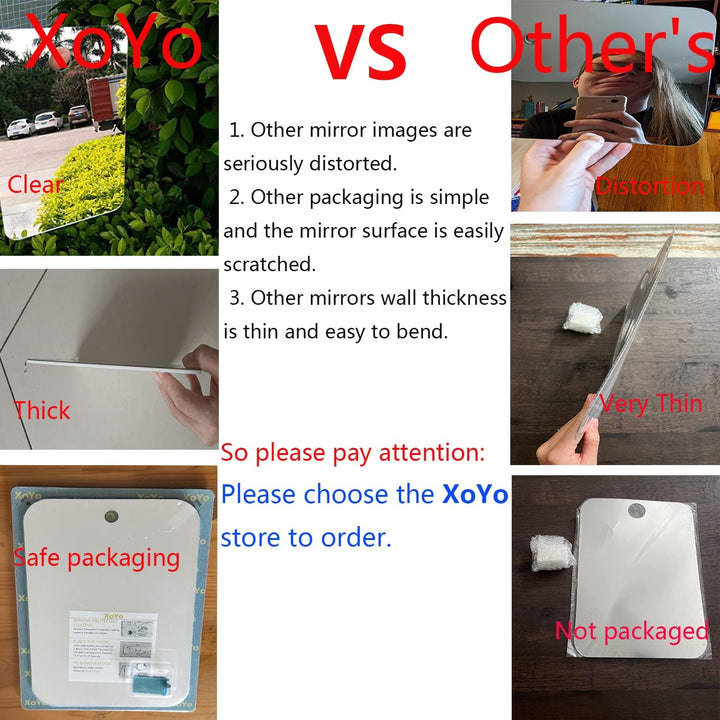 -Large Fogless Shower Mirror （11Inx7.48In）, Includes 1 Adhesive Hooks, Anit-Fog Shower Mirror, Shower Makeup Shave Mirror, Frameless Shower Mirror, Wall Hanging Mirror (Large, 1 Pack)