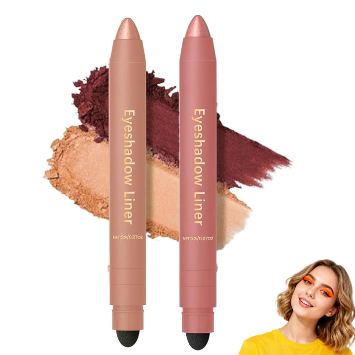 Shadow Liner Duo Plum: 2-In-1 Waterproof Eyeliner & Eyeshadow Stick, Smooth & Easy to Apply for Smoky or Natural Looks 6 Colors (2PCS-D)