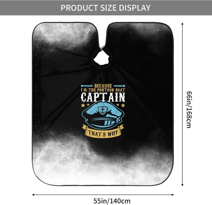 Because I'M the Pon-Toon Boat Cap-Tain Professional Salon Hair Cutting Cape Barber Cape Adjustable Snap Button with Hairdressing Salon Capes for Haircut Coloring Makeup Styling 55 X 66 Inches
