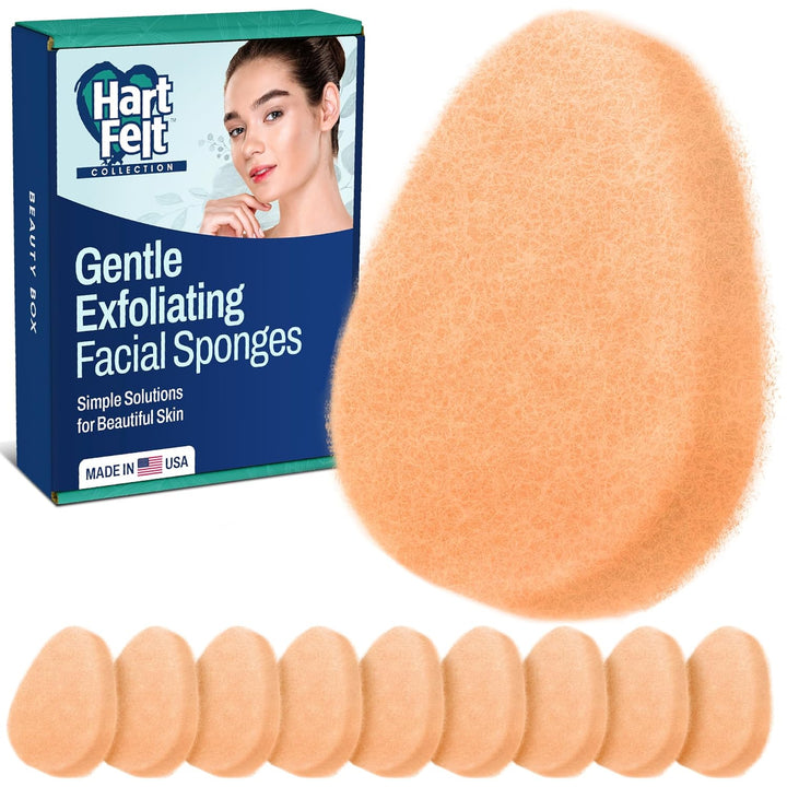 [10 Pack] Regular Exfoliating Facial Sponge for Face - Daily Cleansing Face Scrubber - Buf Dirt Away with Puf Styled Reusable Face Pads for Removing Makeup, Dirt, and Dead Skin - Made in USA