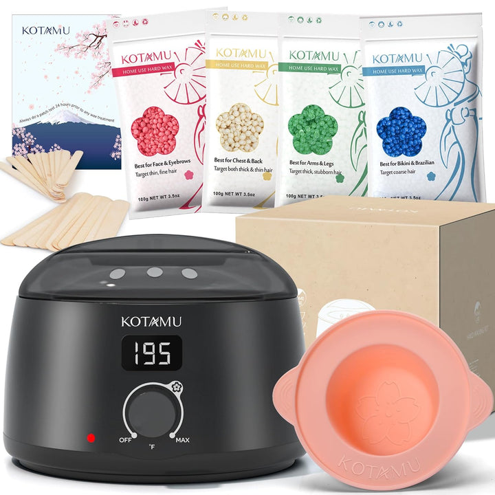 Wax Kit Pink Digital Hair Removal Waxing Kit for Women & Men Hot Wax Warmer Pot for Face, Eyebrow, Body, Brazilian, Bikini, Sensitive Skin Waxing Machine with 25 Accessories for Home Salon