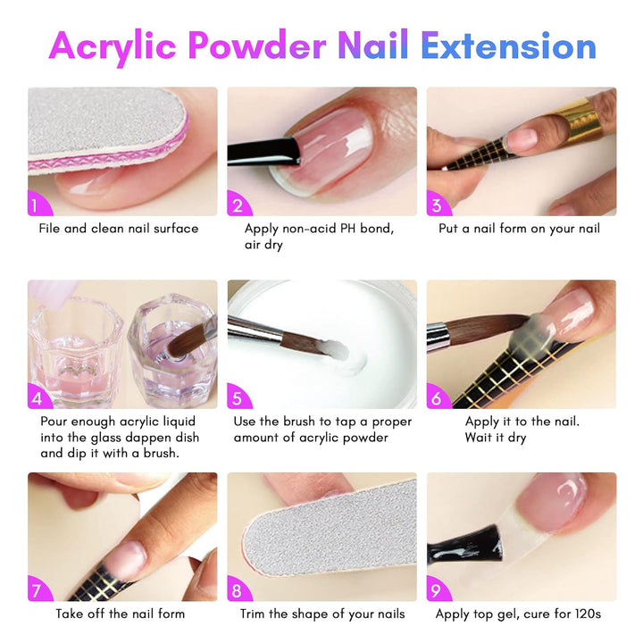 Monomer Acrylic Nail Liquid – 8.11Fl.Oz Acrylic Liquid with 3PCS Brushes Size（8/10/14) Non-Yellowing Monomer for DIY Home Nail Salon Use