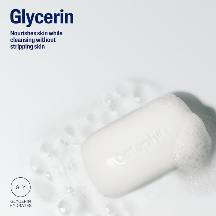 Bar Soap, Deep Cleansing Face and Body Bar, Pack of 3, for Dry to Normal, Sensitive Skin, Soap Free, Hypoallergenic, Paraben Free, Fragrance Free, Removes Makeup, Dirt and Oil