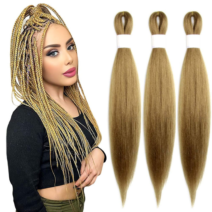 Purple Braiding Hair 20 Inch Pre Stretched Hair Long Straight Crochet Braids Yaki Texture Synthetic Fiber 4 Packs (Dark Purple)