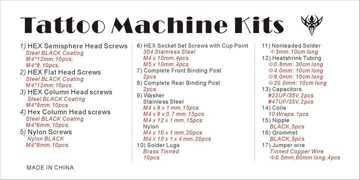 Tattoo Machine Rebuild & Repair Kit - 190+ Parts