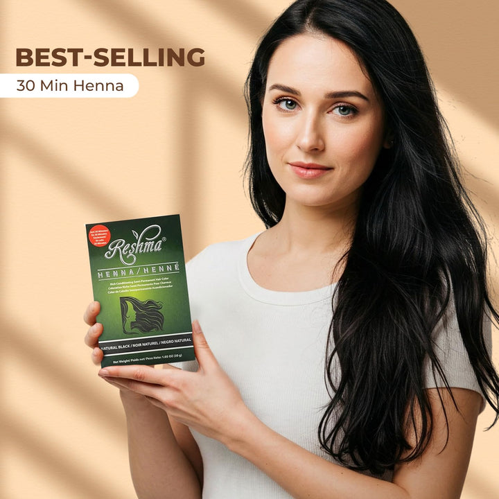 30 Minute Henna Hair Color Infused with Organic Henna Lawsonia Inermis 100% Gray Coverage for Soft, Shiny Hair, Plant-Based Hair Dye—1.05 Oz Pack of 1 (Black)