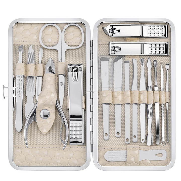 Nail Clippers Set Fingernail and Toenail Clipper Cutters, Manicure Pedicure Kit 18 Pieces Stainless Steel Professional Grooming Kits, Nail Care Tools with Luxurious Travel Case