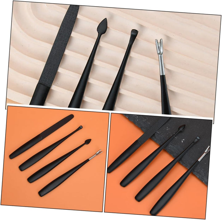 Stainless Steel Cuticle Trimmer Tool Kit 4-Piece Nail Care Set for Manicure and Pedicure Includes Dead Skin Forks and Cuticle Pusher Suitable for Home and Professional Use