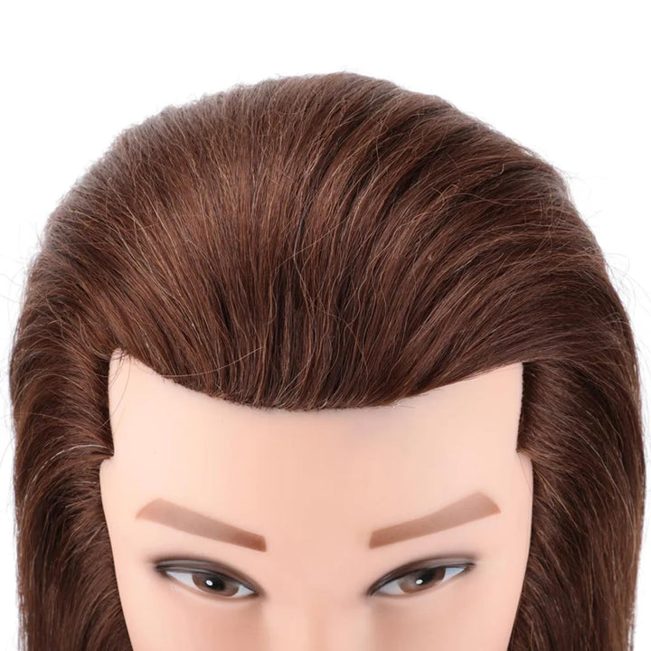Mannequin Head Human Hair for Hair Styling, Barber Mannequin Head Male with 100% Human Hair and Beard Cosmetology Training Manikin Head with Stand