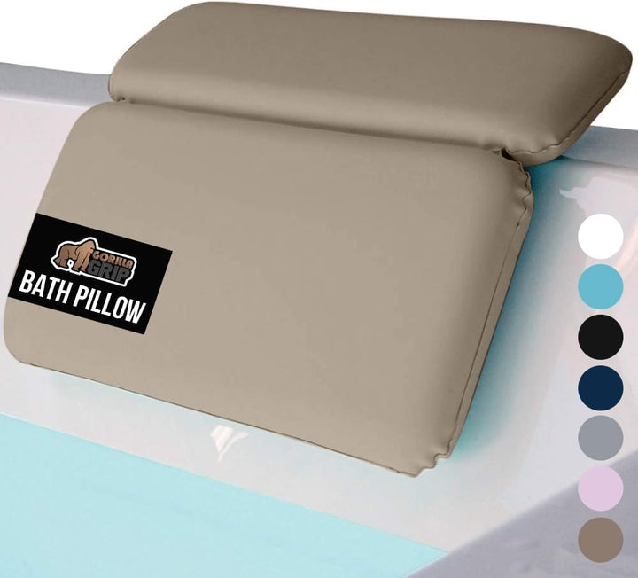 Bath Pillow for Tub, Improved Suction Cups, Luxury Bathtub Pillows, Headrest for Neck and Back Support, Relaxing Home Spa, Hot Tubs and Bathroom Essentials, Gifts for Women, 2 Panel White