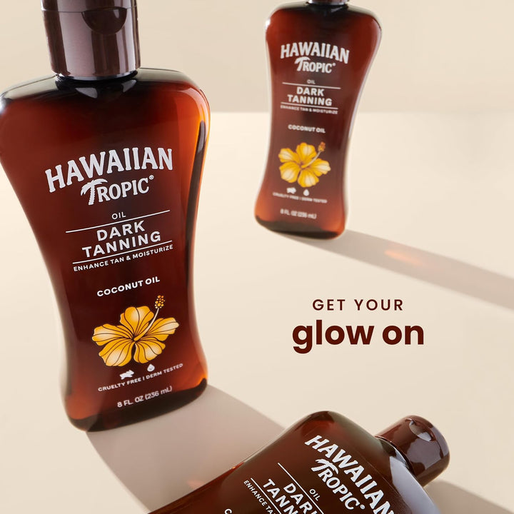 Dark Tanning Oil, 8Oz | Moisturizing Body Oil with Cocoa Butter, Tan Enhancer, 8Oz Each Twin Pack
