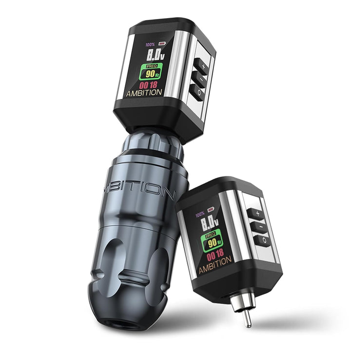 Lutin Rotary Tattoo Machine with Korall Tattoo Power Supply 2200Mah Straight Drive Bar - Wireless Tattoo Machine Short Tattoo Pen with Brushless Motor with RCA Cord for Tattoo Artist