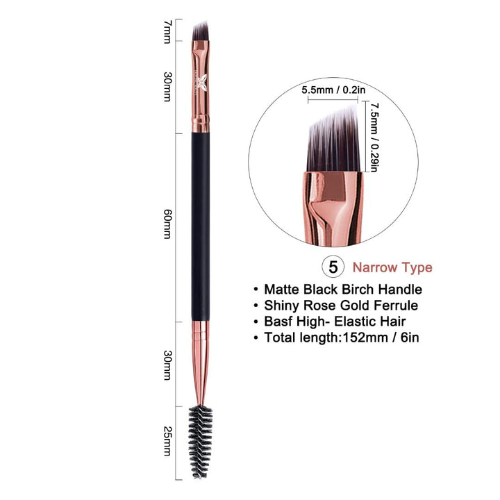 Dual-Ended Eyebrow & Lash Tint Brush – Angled Tip with Spoolie Comb for Henna by