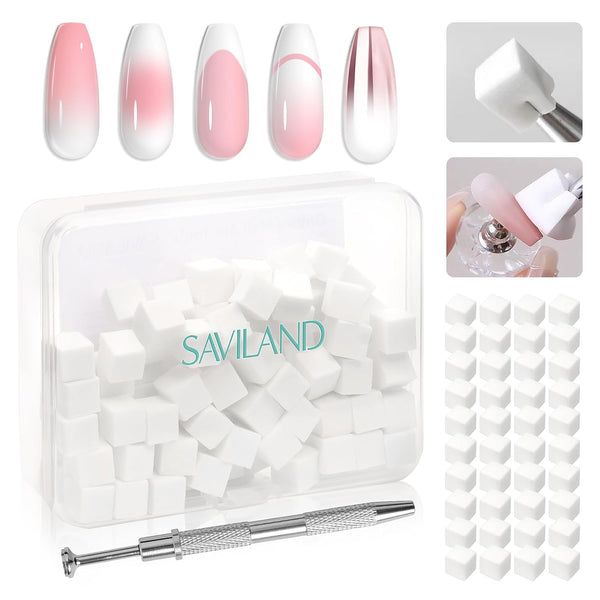 100PCS Nail Sponges for Ombre: Nail Art Sponges with Storage Box Grabbing Pen Ombre Nail Sponge Gradient Nail Tools Aura Nails Ombre Nail Brush Accessories Supplies Home DIY Nail Art Salon