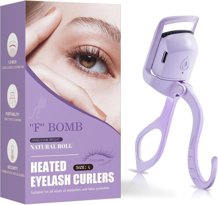 C-Shaped Heated Eyelash Curler Fast Heat up in 5S - Rechargeable Electric Eyelash Curler for 24H Long Lasting Curls - Safe Anti-Burn Lash Curler Elevate Your Beauty with Stunning Lashes (Pink, L)