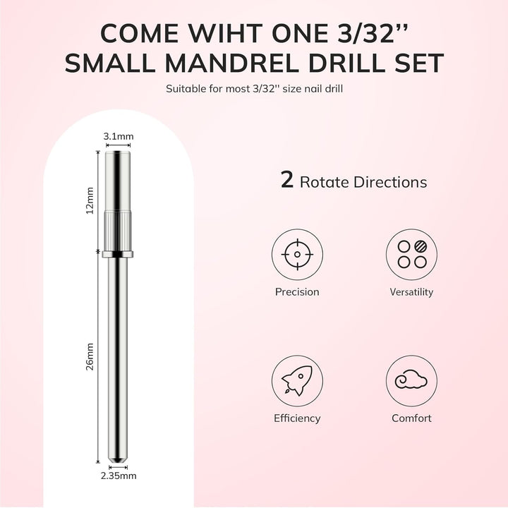 Small Sanding Bands Nail Drill Bit, 80 Piece Extra Fine Sanding Bands for Nail Drill with 3.1Mm Mandrel Bit for Acrylic Nails Gel Removing Shaping Polishing Nail Salon Use (240 Grit, Pink)