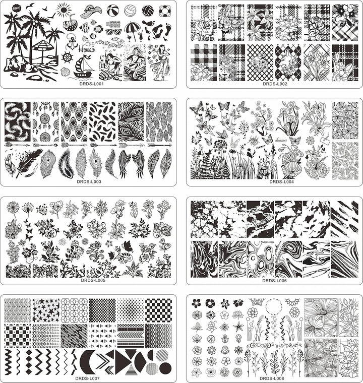 21 Pcs Nail Stamp Plates Set 16 Plate 2Stamper and 2 Scraper 1Storage Bag Nails Art Stamping Plate Scraper Stamper Set Leaves Flowers Animal Nail Plate Template Image Plate Set