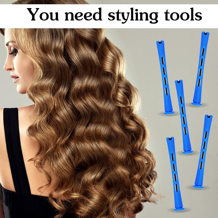 20 Pcs Perm Rods for Short Hair Small Plastic Hair Perming Rods and Rollers Curling Roller Perm Rod Medium for Long Hairs (Blue, 0.35 Inches)