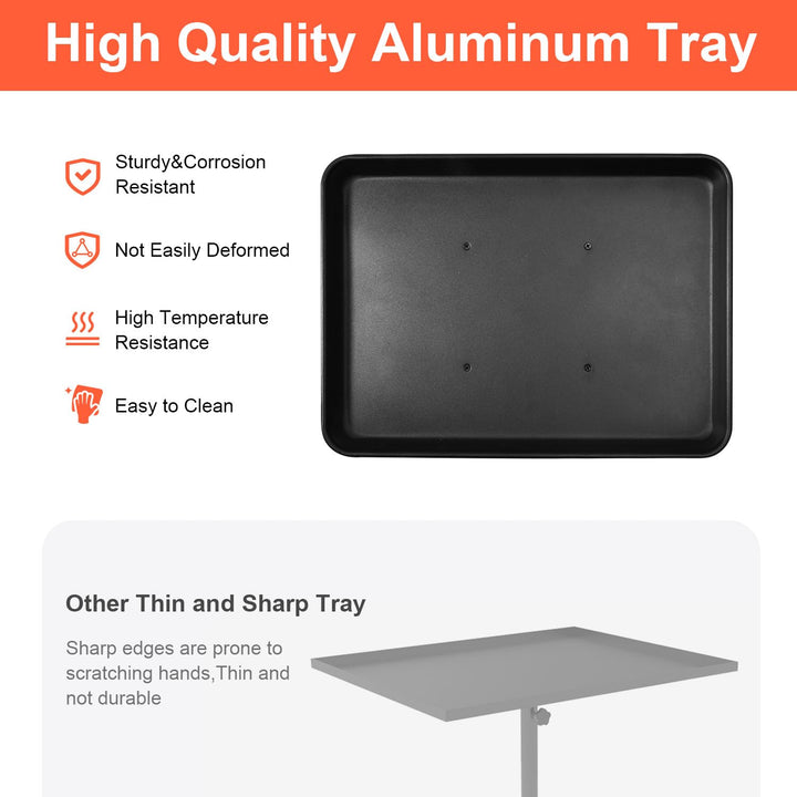 Salon Tray Cart on Wheels, Aluminum Tattoo Tray with Storage Platform, Adjustable Height Service Rolling Tray, Storage Tray Accessory for Salon Spa Dental Use, Rolling Tray Cart